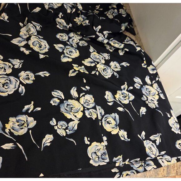 Vtg Kathie Lee Sz 14 Maxi Dress Black Pastel Tie Back Pintuck Pleat - Picture 16 of 16